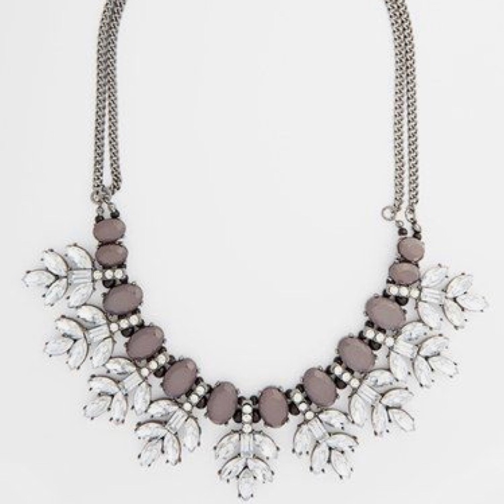 Natasha Couture Crystal Leaf Statement Necklace